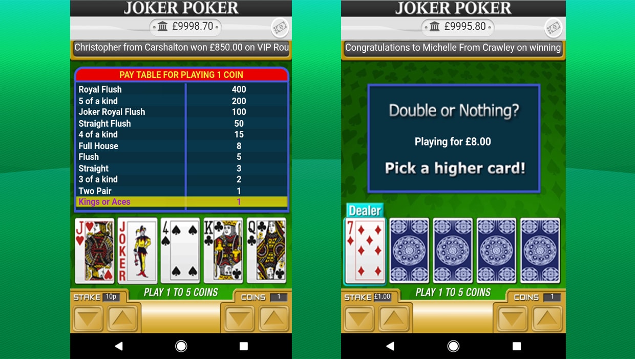 Joker Poker Double Or Nothing VideoPoker
